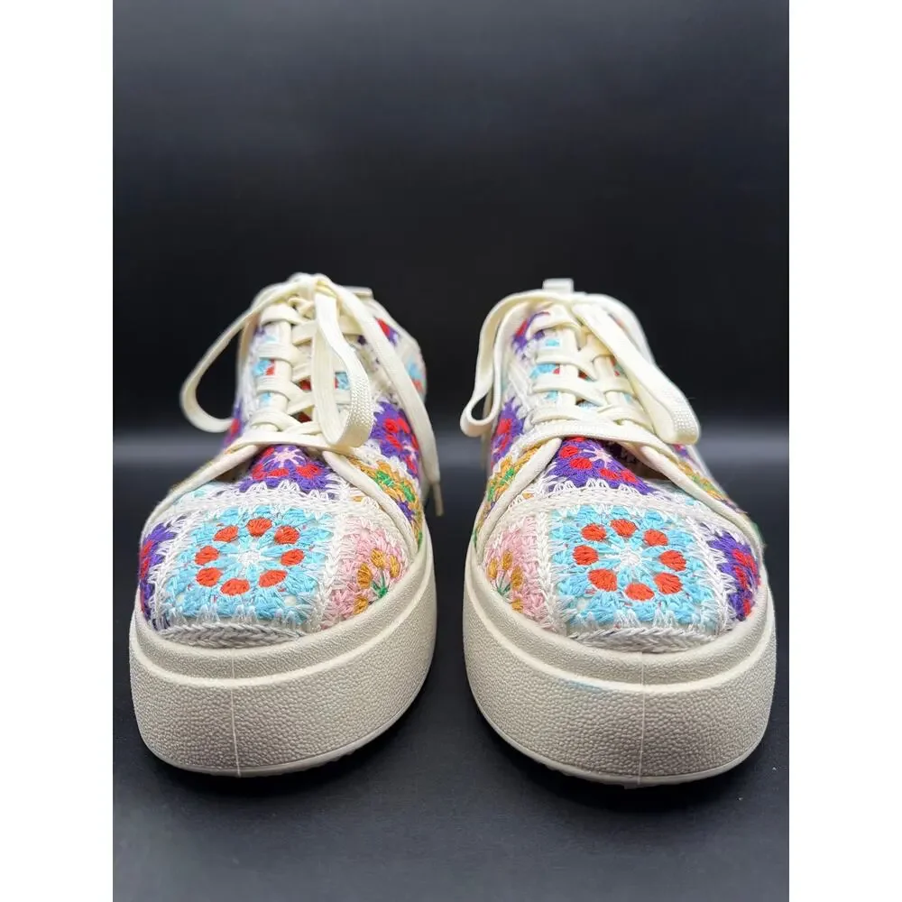 Dirty Laundry Crochet Granny Square Platform Sneakers Women’s US 9.5 LaceUp Boho